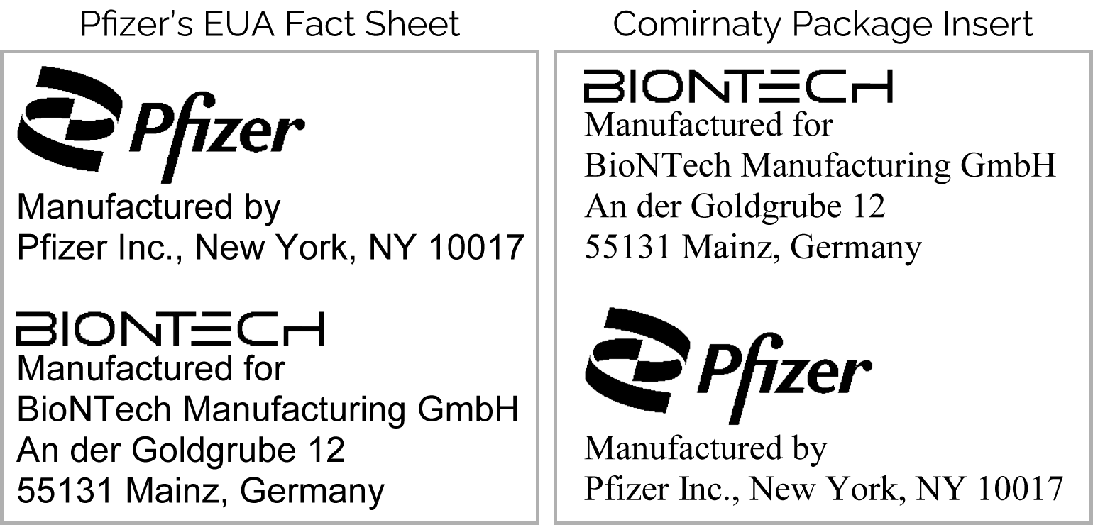 Pfizer and BioNTech are on both labels
